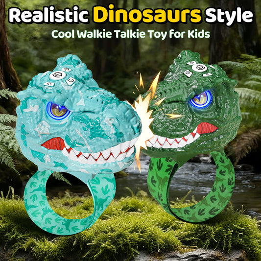 Vvinca Dinosaur Walkie Talkies for Kids 2 Pack - Toys for Boys Age 3-5 5-7 8-12 T-Rex Adjustable Wrist Strap Long Range Clear Sound Outdoor Camping Gears Christmas Birthday Gifts, Deep Green & Blue