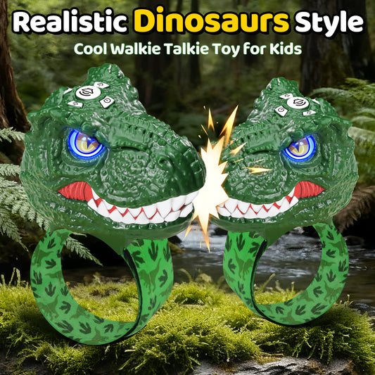 Vvinca Walkie Talkies for Kids 2 Pack - Dinosaur Toys for Boys Age 3-5 5-7 8-12 T-Rex Adjustable Wrist Strap Long Range Clear Sound Outdoor Camping Gears Christmas Birthday Gifts Stocking Stuffers