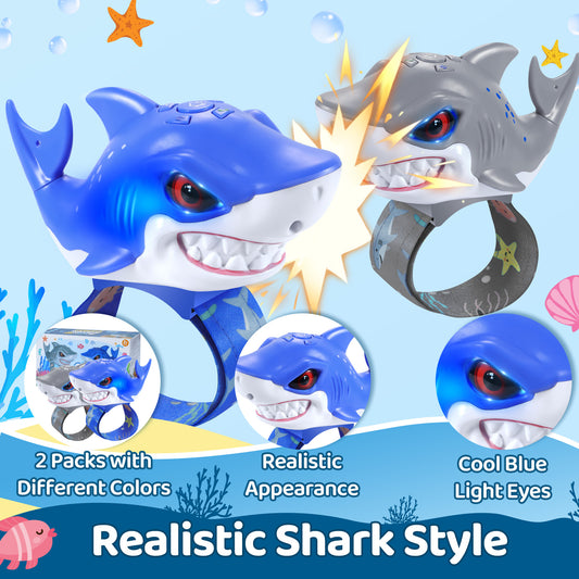 Vvinca Walkie Talkies for Kids 2 Pack - Toys for Boys Girls Age 3-5 5-7 8-12 Christmas Birthday Gifts for Toddlers Adjustable Strap Long Range Clear Sound Camping Outdoor Game Shark Walkie-Talkie