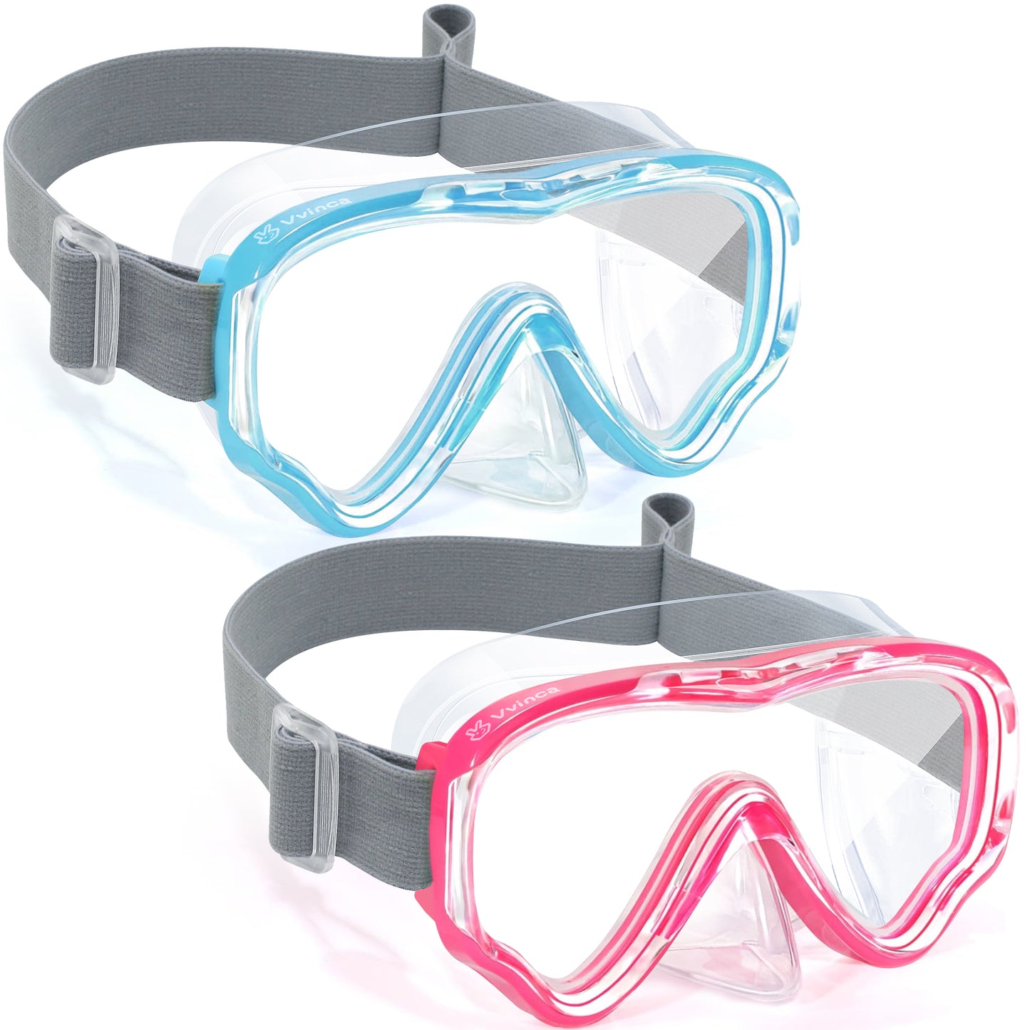 Vvinca Kids-Goggles with Nose Cover, Diving Mask Elastic Fabric Strap Anti Fog Anti Shattered Lens for Kids Swim Goggles 3-14
