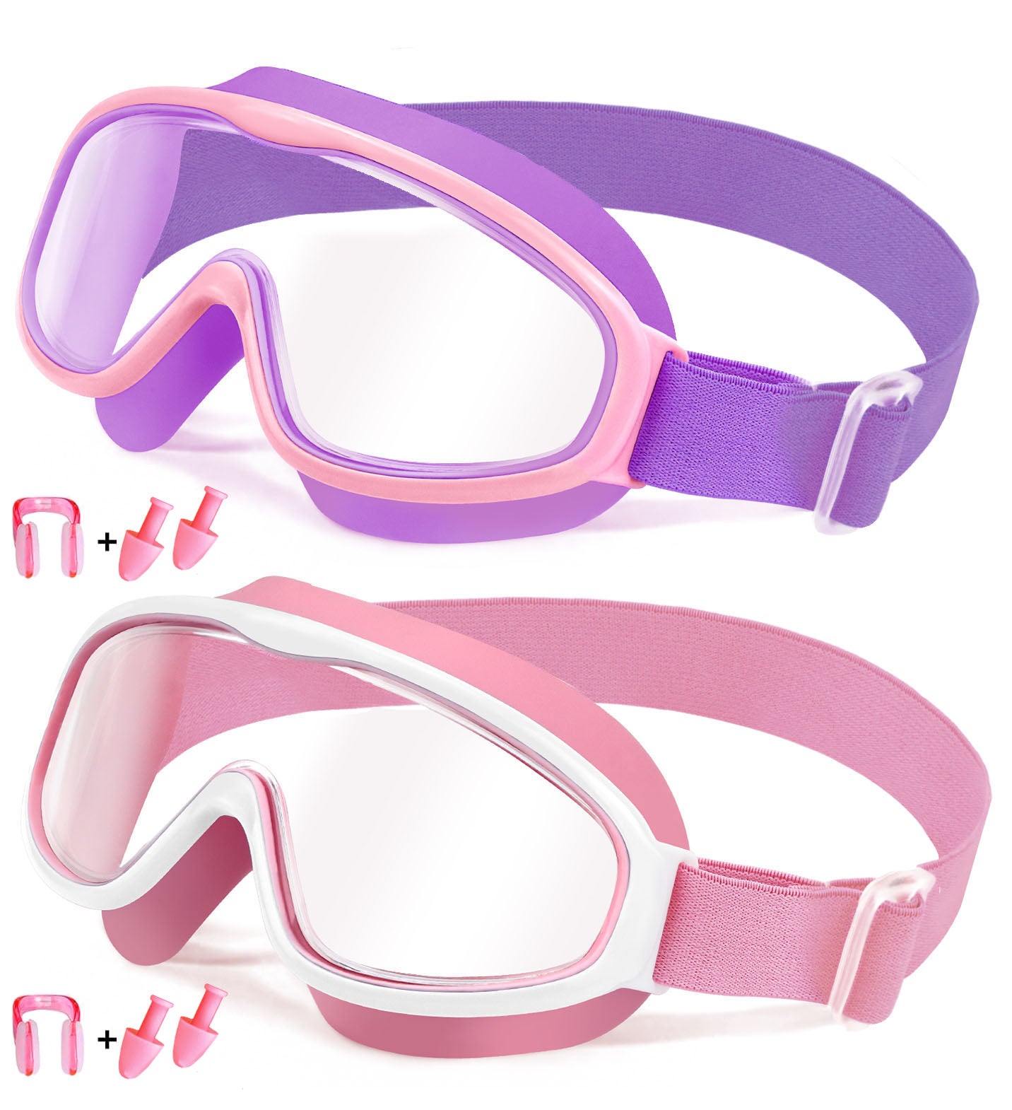 Vvinca Kids Goggles with Comfort Fabric Strap, Kids Swim Goggles Wide View Anti-Fog/UV No Leaking Swimming Goggles for 3-14