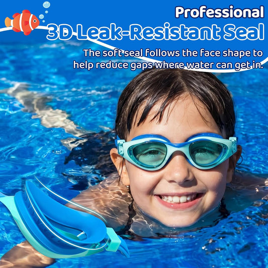 gallery:Pack & Color & Lens=1 Pack — Navy · Blue Lens~1 Pack — Light Blue Pink · Clear Lens~1 Pack — Light Blue Purple · Clear Lens~1 Pack — Green Black · Clear Lens~1 Pack — Blue Black · Blue Mirror | Kids Compact Two-Tone Goggles - detail image 2