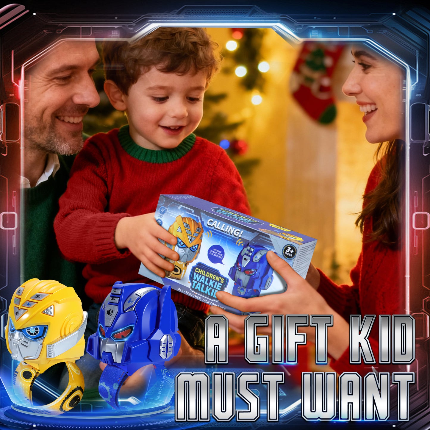 Vvinca Transform Toys Walkie Talkies for Kids 2 Pack - Toys for Boys Girls Age 3-5 5-7 8-12 Christmas Birthday Gifts for Kids Adjustable Strap Voice-Changing Clear Sound Camping Outdoor