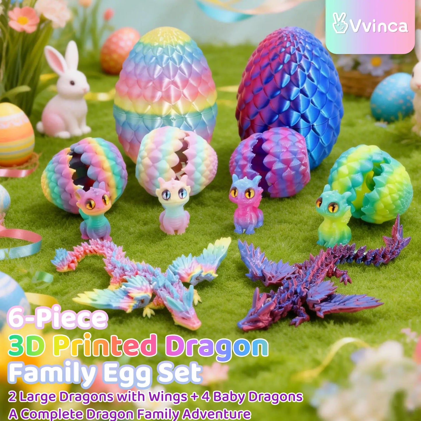Articulated Crystal Dragon Family — 6-Piece Egg Set - image 2