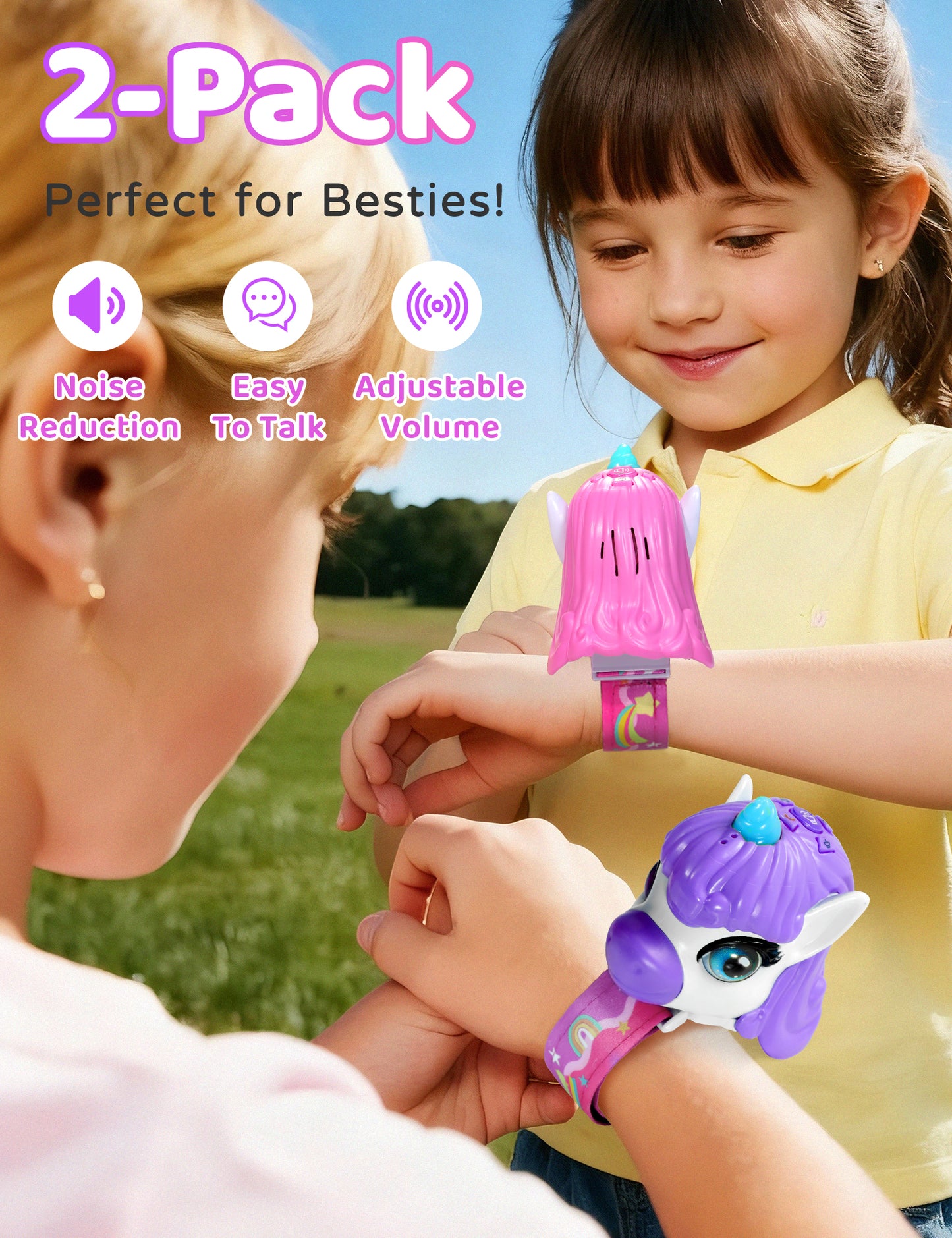 Vvinca Walkie Talkies for Kids 2 Pack, Unicorn Toys for Girls Age 3-4-5-6-7 Birthday Gift 8 9 10 11 12 Year Old Long Range Camping Outdoor Toddler Toy Walkie-Talkie