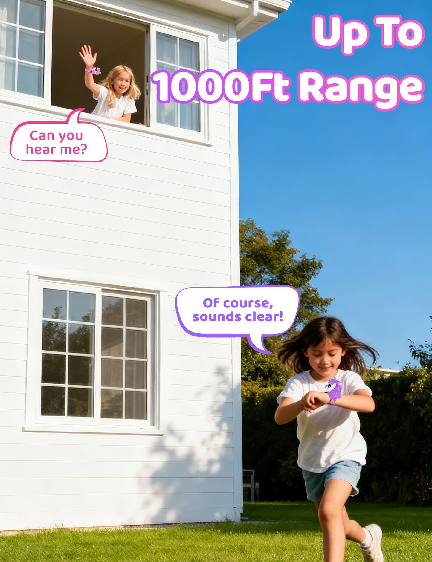 Vvinca Walkie Talkies for Kids 2 Pack, Unicorn Toys for Girls Age 3-4-5-6-7 Birthday Gift 8 9 10 11 12 Year Old Long Range Camping Outdoor Toddler Toy Walkie-Talkie