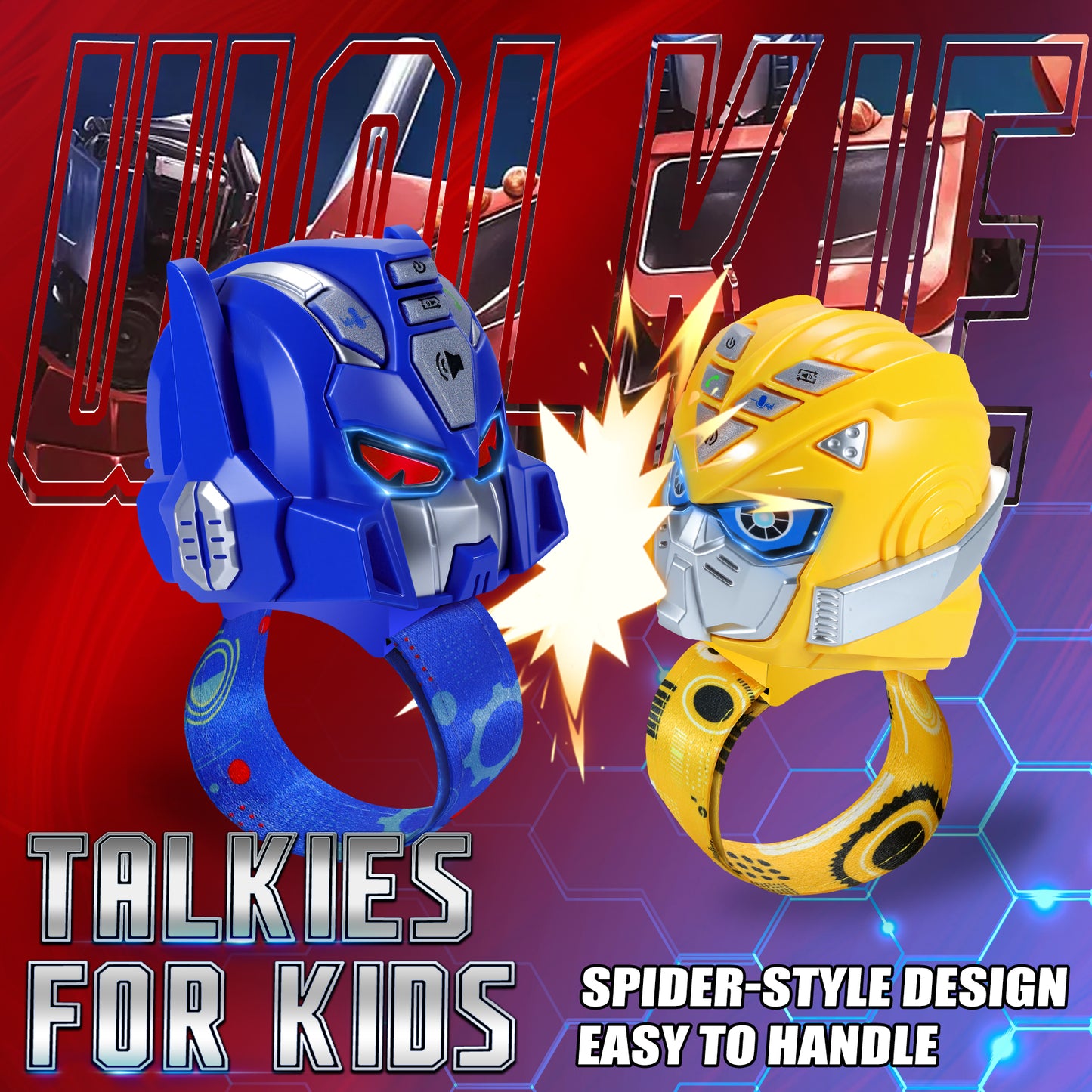 Vvinca Transform Toys Walkie Talkies for Kids 2 Pack - Toys for Boys Girls Age 3-5 5-7 8-12 Christmas Birthday Gifts for Kids Adjustable Strap Voice-Changing Clear Sound Camping Outdoor