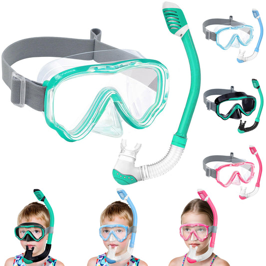 Vvinca Schnorchelset Kinder ab 4-14 Jahre Taucherbrille mit Schnorchel Tauchset Mädchen Jungs 180°Anti-Fog Anti-Leck Verstellbare Elastische Schwimmbrille Schnorchelmaske Dry Schnorchel Rosa