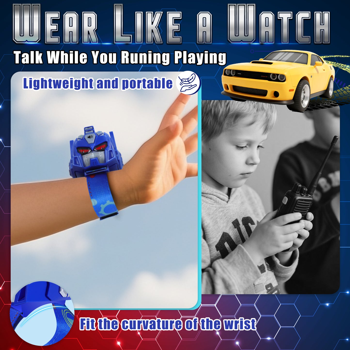 Vvinca Transform Toys Walkie Talkies for Kids 2 Pack - Toys for Boys Girls Age 3-5 5-7 8-12 Christmas Birthday Gifts for Kids Adjustable Strap Voice-Changing Clear Sound Camping Outdoor