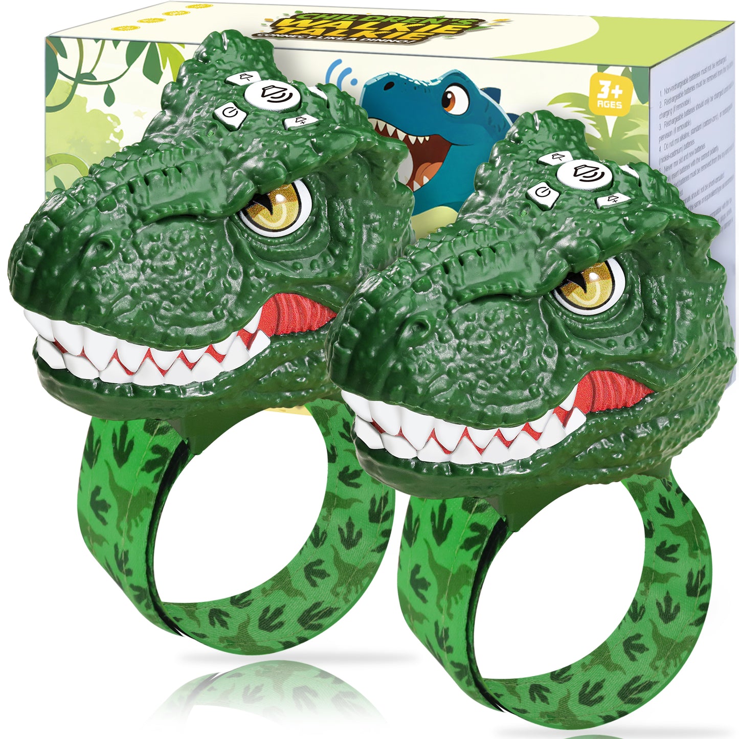 Vvinca Walkie Talkies for Kids 2 Pack - Dinosaur Toys for Boys Age 3-5 5-7 8-12 T-Rex Adjustable Wrist Strap Long Range Clear Sound Outdoor Camping Gears Christmas Birthday Gifts Stocking Stuffers