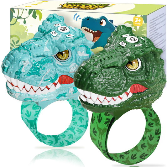 Vvinca Dinosaur Walkie Talkies for Kids 2 Pack - Toys for Boys Age 3-5 5-7 8-12 T-Rex Adjustable Wrist Strap Long Range Clear Sound Outdoor Camping Gears Christmas Birthday Gifts, Deep Green & Blue