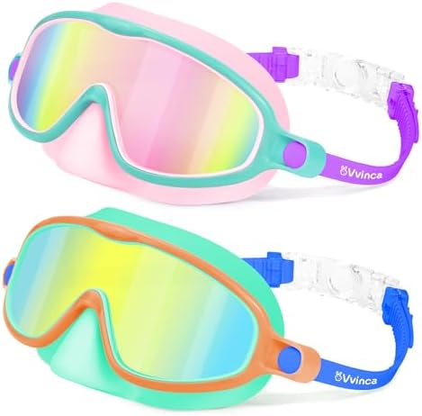 Kids Nose-Cover Goggles — Quick Release - Little (3–6) / Pink Green+Green Orange