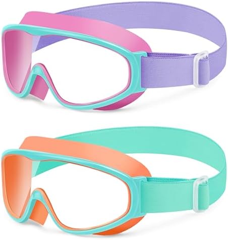 Kids Wide-View Fabric-Strap Goggles - 2 Pack — Character Strap Orange Mint Clear + Pink Mint Purple Clear