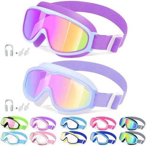 Kids Wide-View Fabric-Strap Goggles - 2 Pack — Blue Clear Gold Mirror + Blue Purple Smoke Pink Mirror