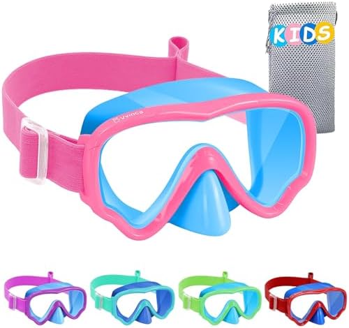 Kids Fabric-Strap Dive Mask - Blue Pink