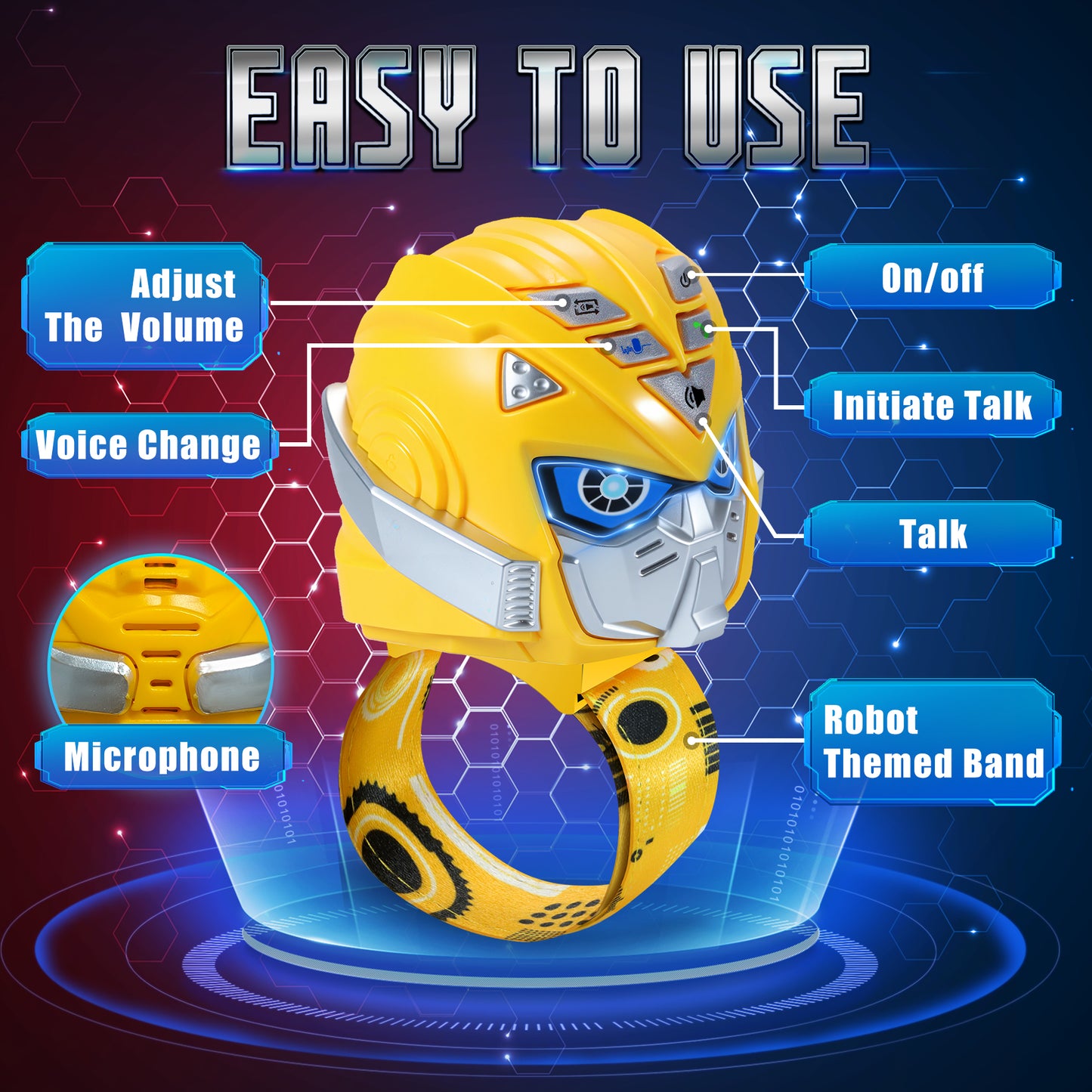 Vvinca Transform Toys Walkie Talkies for Kids 2 Pack - Toys for Boys Girls Age 3-5 5-7 8-12 Christmas Birthday Gifts for Kids Adjustable Strap Voice-Changing Clear Sound Camping Outdoor