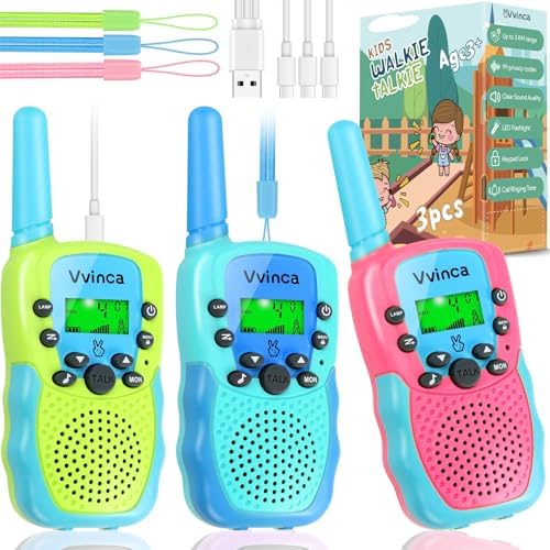 Rechargeable Kids Walkie Talkies - 3 Pack / Color Set 02