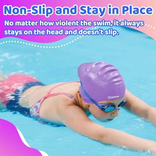 Kids Long-Hair Swim Caps — 2 Pack