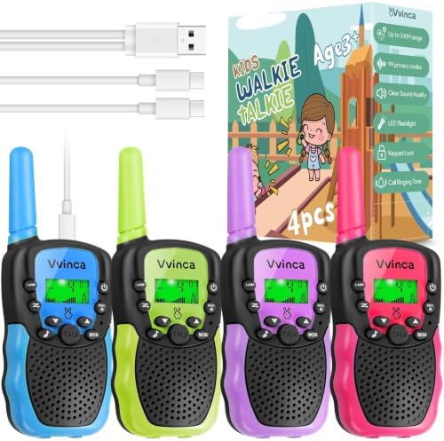 Rechargeable Kids Walkie Talkies - 4 Pack / Color Set 02