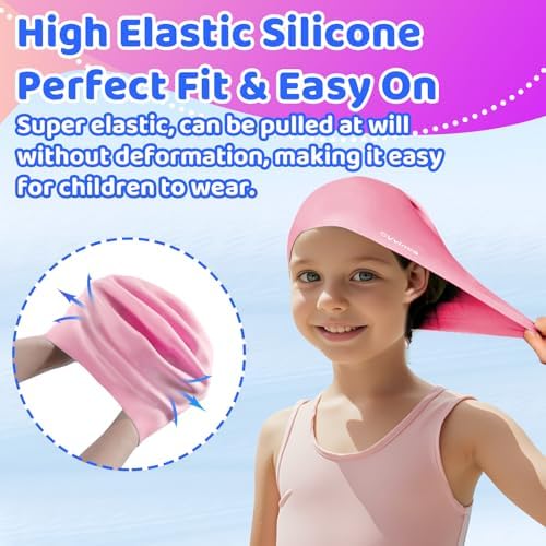 Kids Long-Hair Swim Caps — 2 Pack