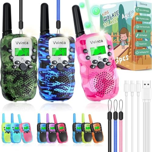 Rechargeable Kids Walkie Talkies - 3 Pack / Color Set 05