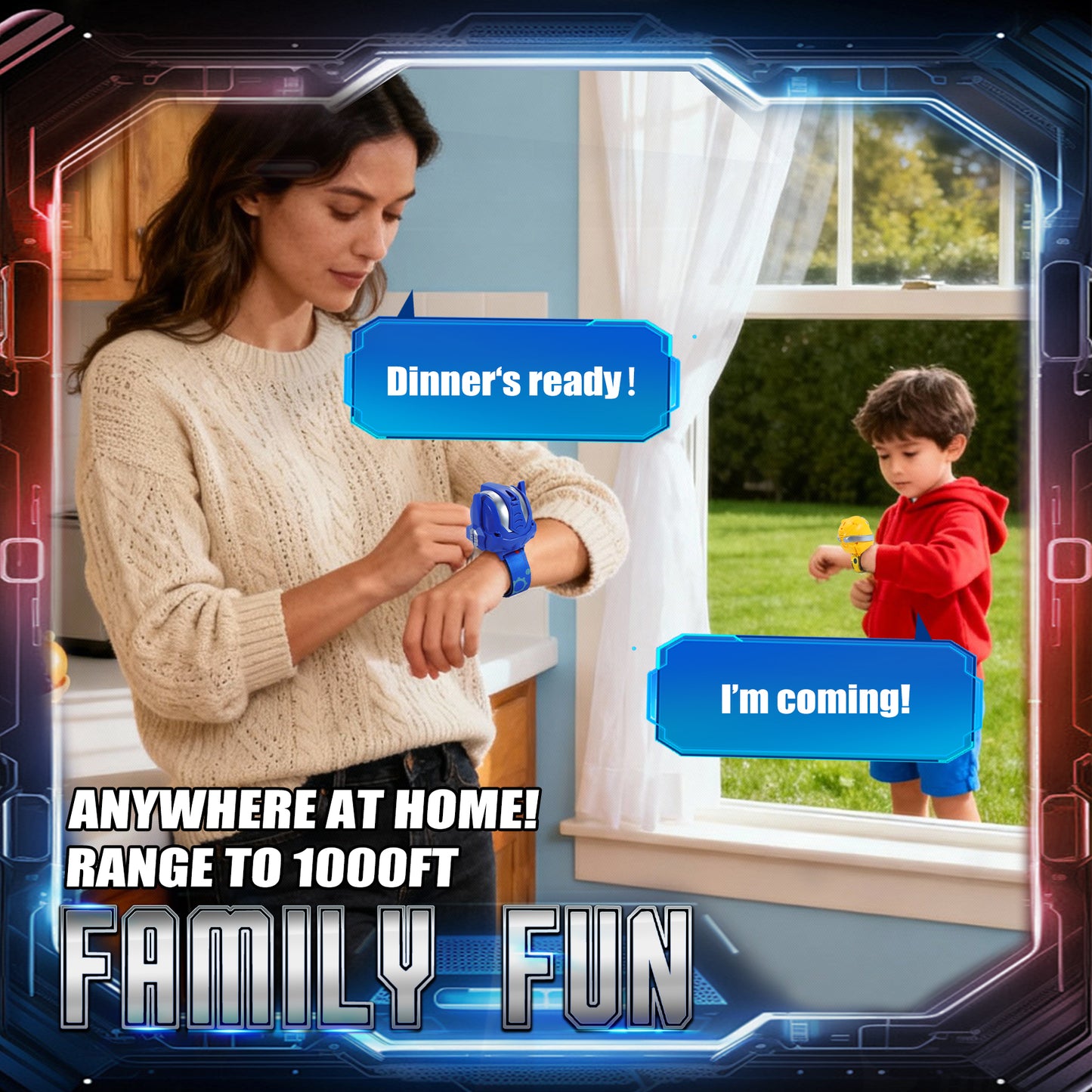 Vvinca Transform Toys Walkie Talkies for Kids 2 Pack - Toys for Boys Girls Age 3-5 5-7 8-12 Christmas Birthday Gifts for Kids Adjustable Strap Voice-Changing Clear Sound Camping Outdoor