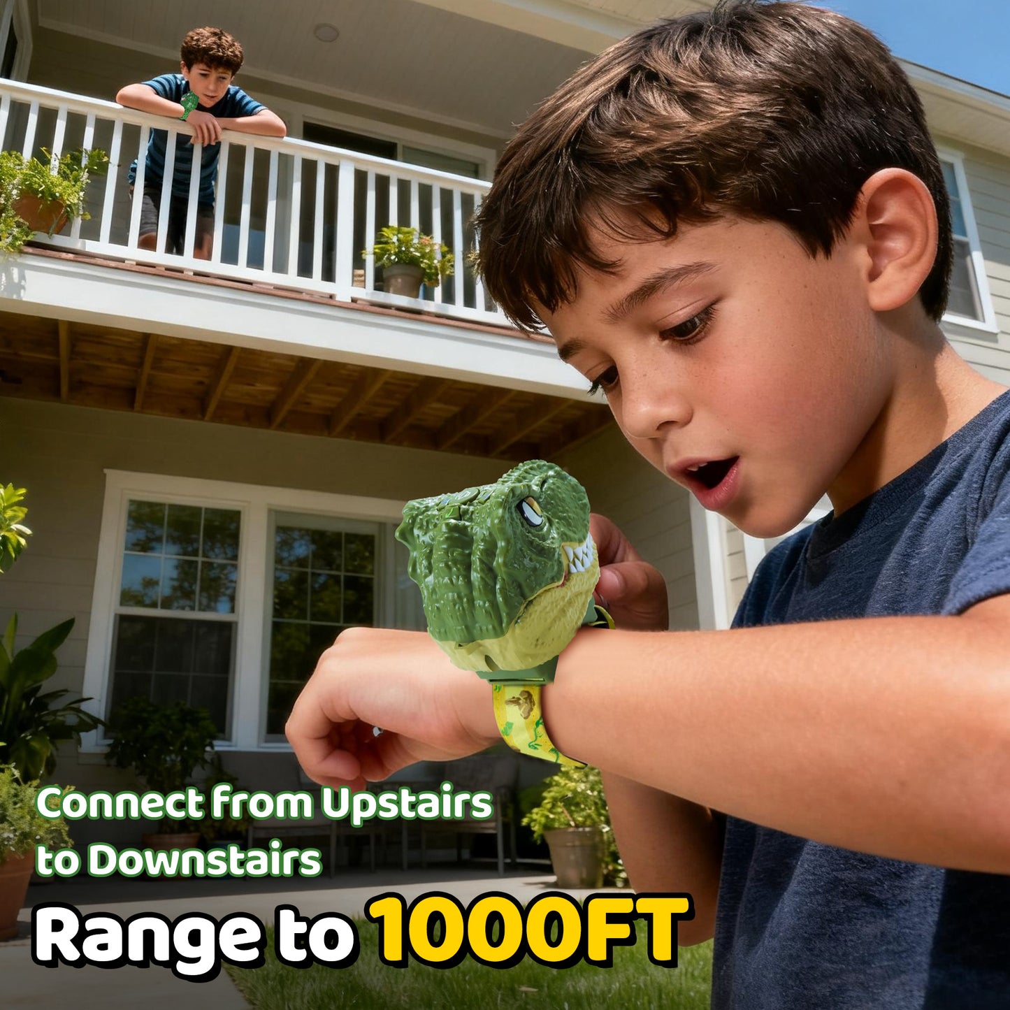 Vvinca Dinosaur Walkie Talkies for Kids 2 Pack - Toys for Boys Age 3-5 5-7 8-12 T-Rex Adjustable Wrist Strap Long Range Clear Sound Outdoor Camping Gears Christmas Birthday Easter Gifts, Green