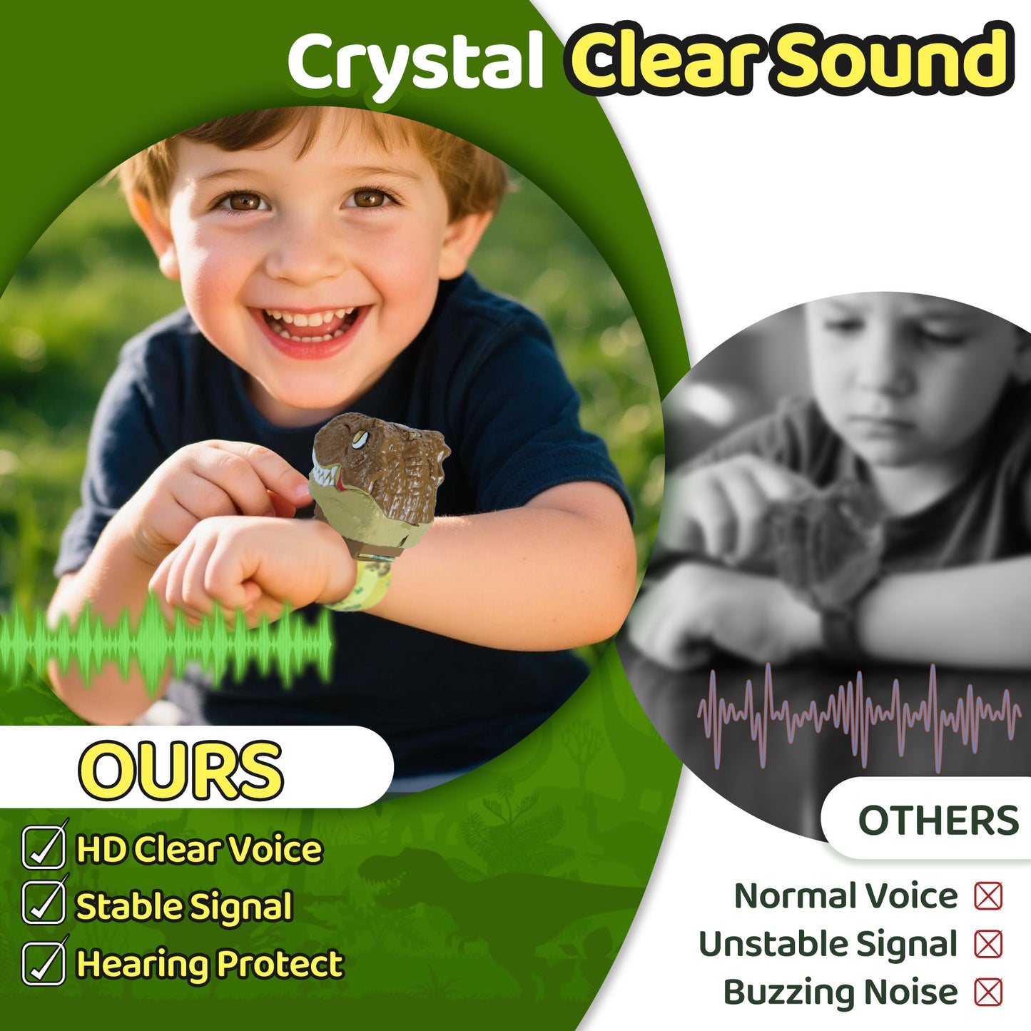 Vvinca Dinosaur Walkie Talkies for Kids 2 Pack, T-Rex Dinosaur Toys for Kids 3-5 5-7 8-12 Adjustable Strap Long Range Outdoor Camping Toys Boys Christmas Birthday Gifts