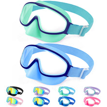 Vvinca Kids Goggles with Nose Cover Comfort Fabric Strap, Kids Swim Goggles Wide View Diving Mask Anti-Fog/UV No Leaking Swimming Goggles for 3-14