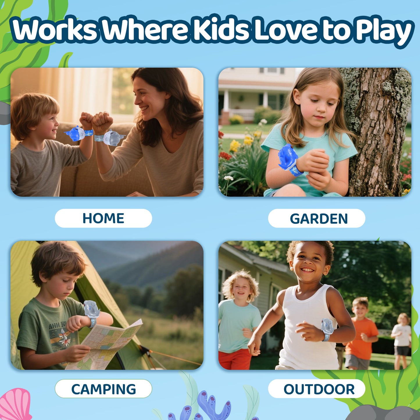 Vvinca Walkie Talkies for Kids 2 Pack - Toys for Boys Girls Age 3-5 5-7 8-12 Christmas Birthday Gifts for Toddlers Adjustable Strap Long Range Clear Sound Camping Outdoor Game Shark Walkie-Talkie