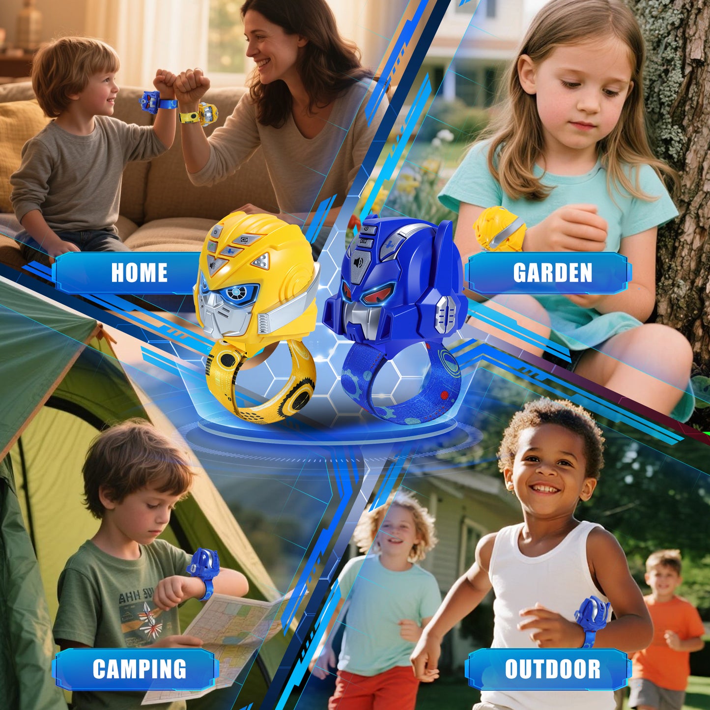 Vvinca Transform Toys Walkie Talkies for Kids 2 Pack - Toys for Boys Girls Age 3-5 5-7 8-12 Christmas Birthday Gifts for Kids Adjustable Strap Voice-Changing Clear Sound Camping Outdoor