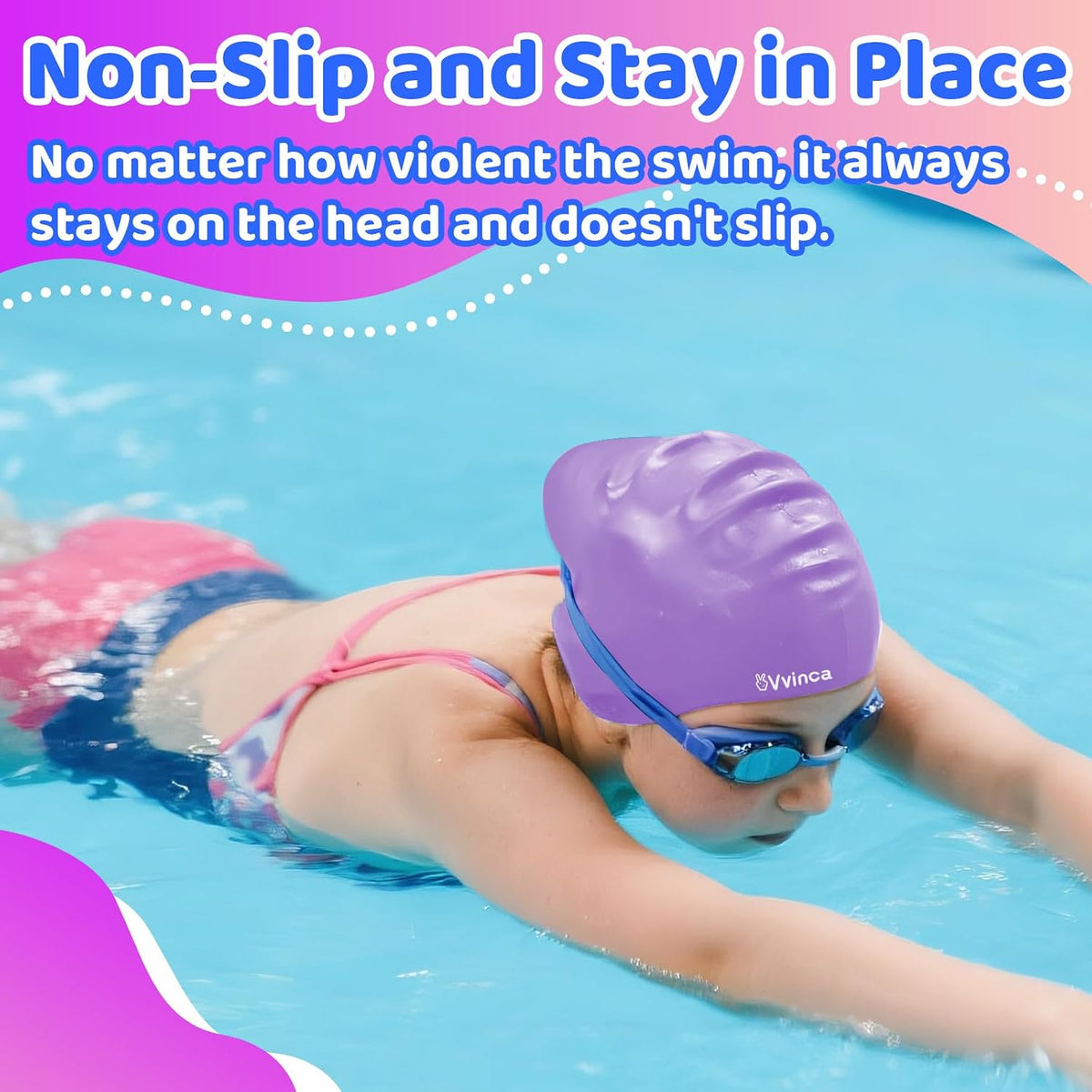Kids Long-Hair Swim Caps — 2 Pack - detail image 5