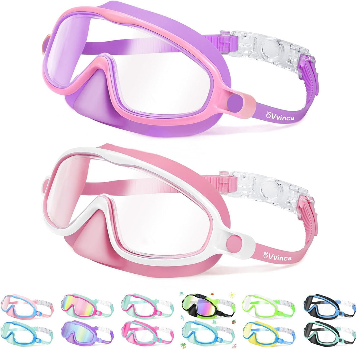 Kids Nose-Cover Goggles — Quick Release - Little (3–6) / 2 Pack — Pink White + Purple Pink