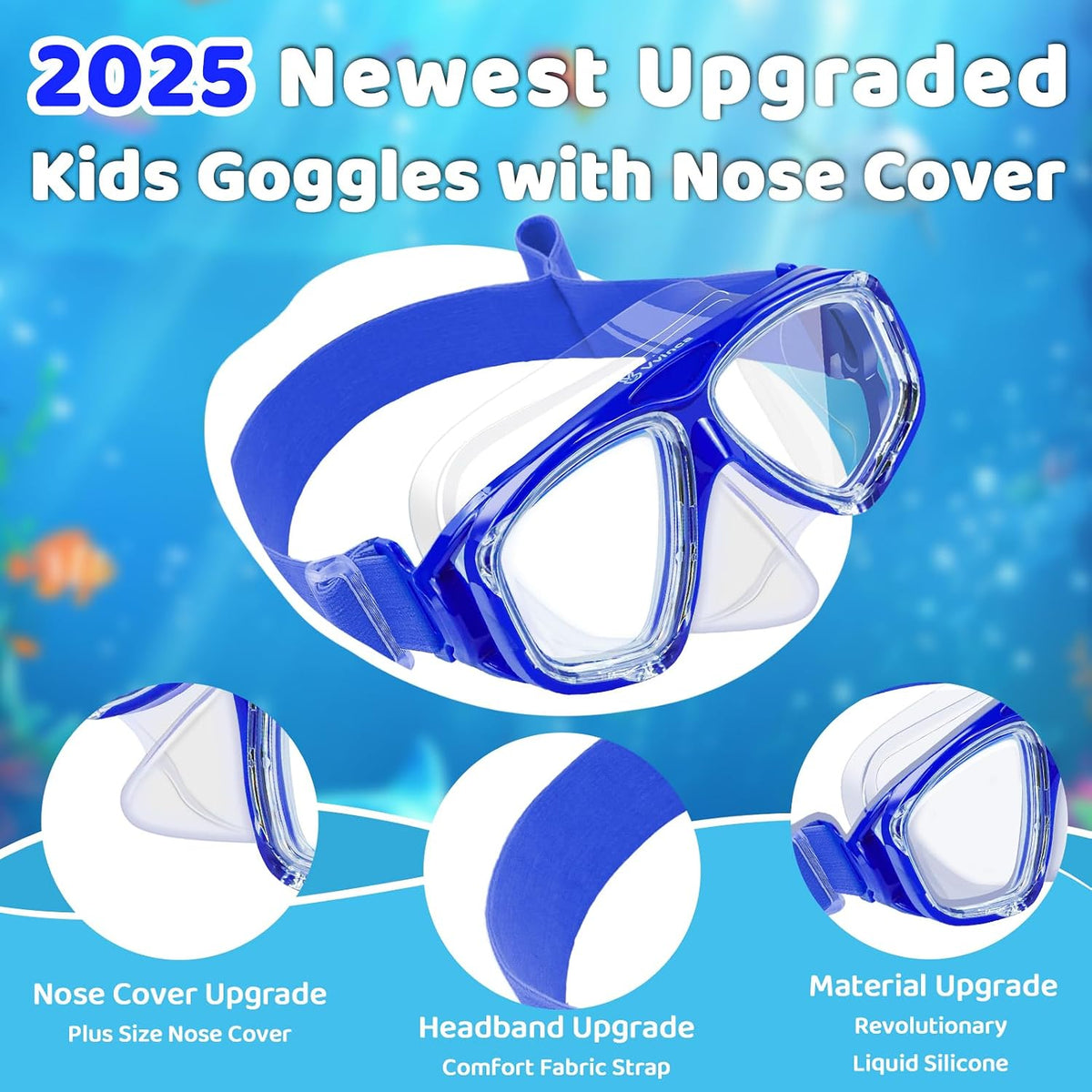 Kids Split-Lens Fabric-Strap Dive Mask - detail image 1