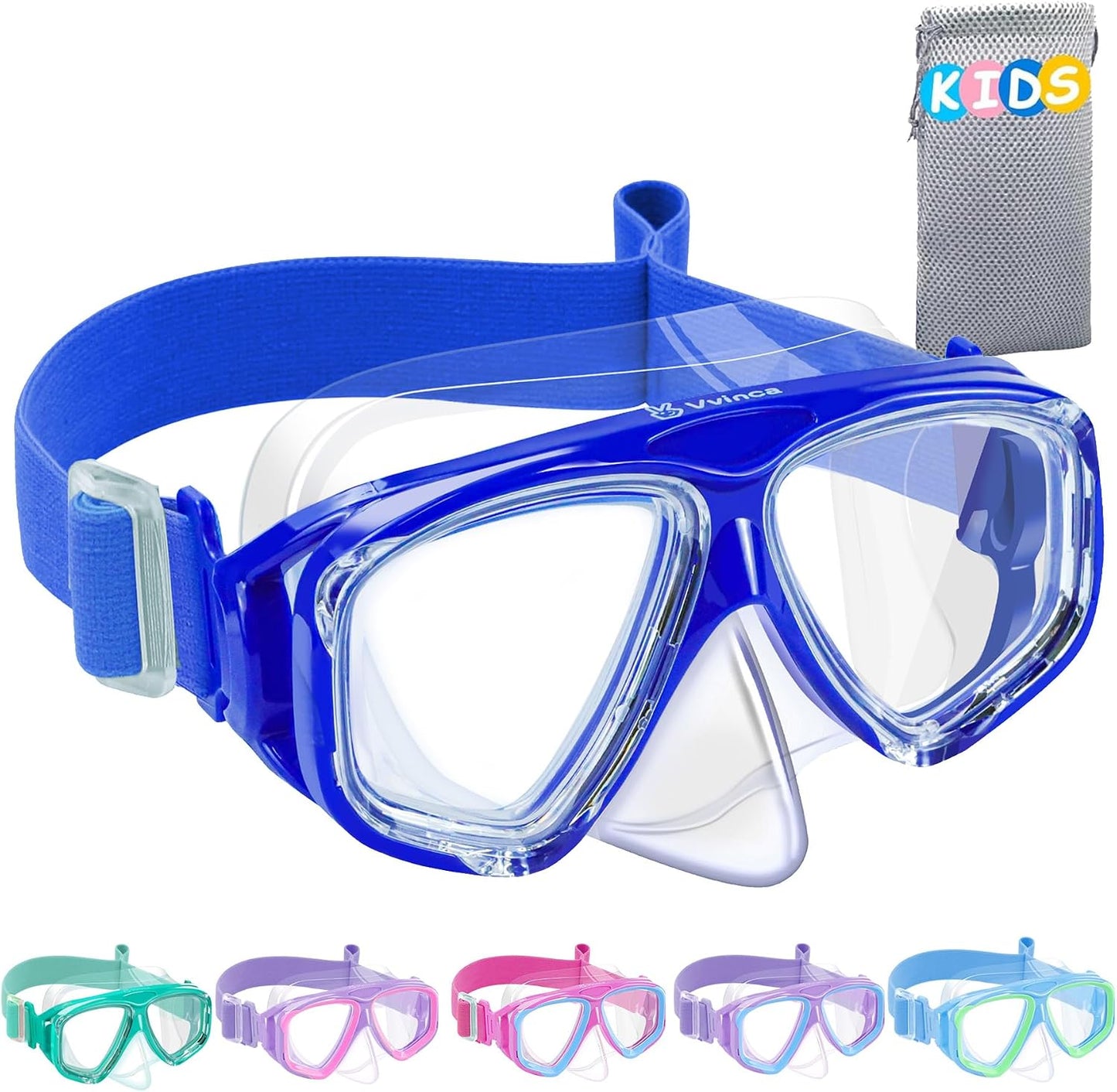 Kids Split-Lens Fabric-Strap Dive Mask - Color Set 01