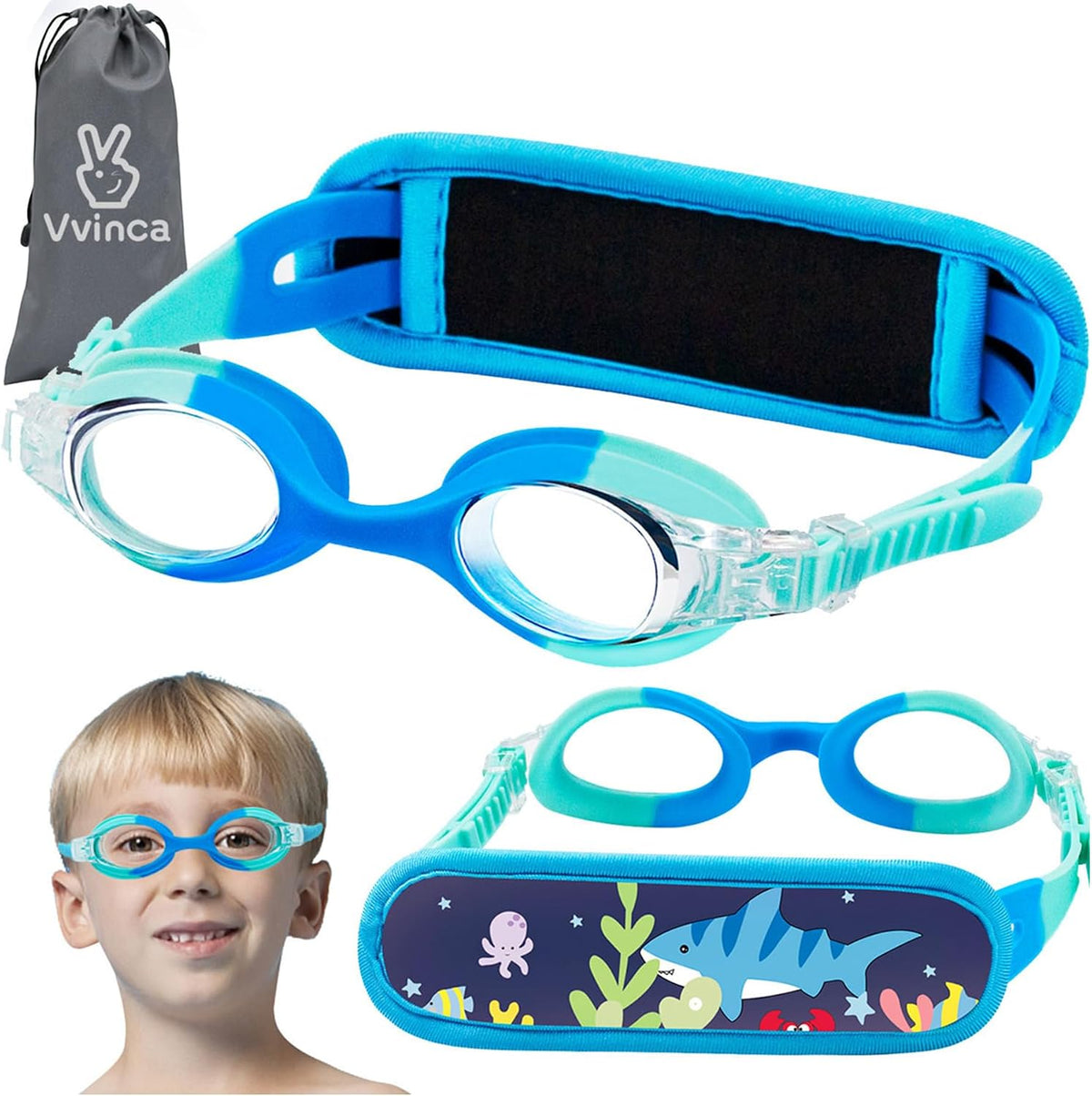 Toddler Character Goggles - 1 Pack — Gradient Blue Aqua Protective Strap