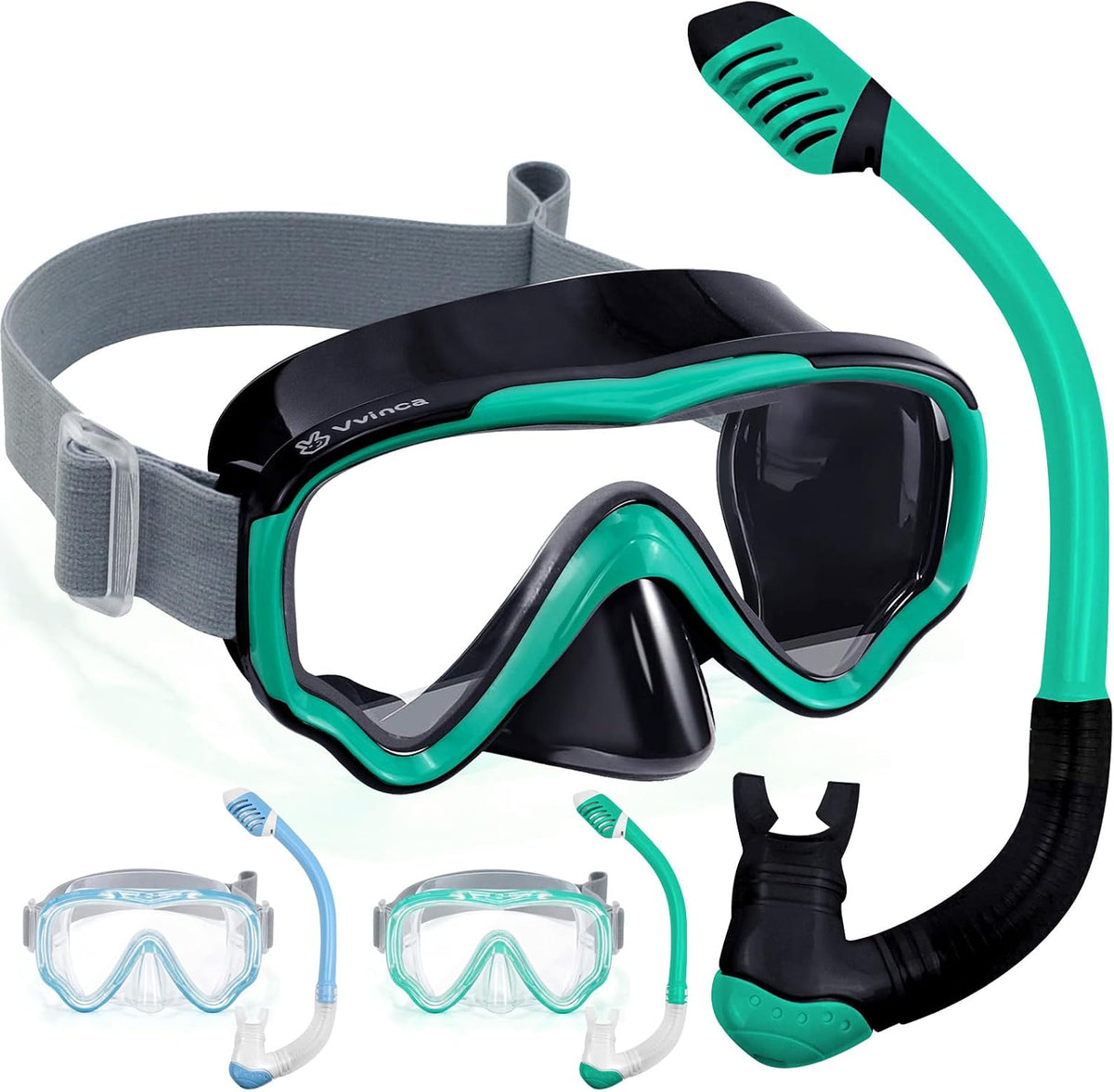Kids Dive Mask & Snorkel Set - 1 Pack — Green Black
