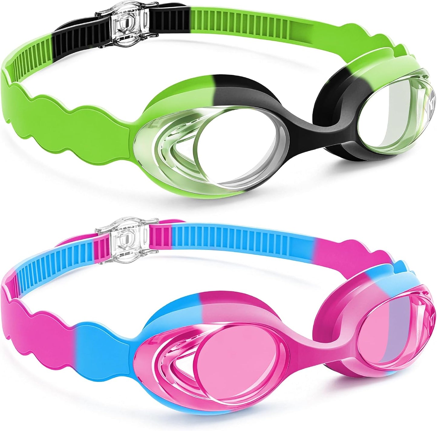 Kids Compact Wave-Strap Goggles - 2 Pack / Black Green/Clear+Magenta Blue/Pink