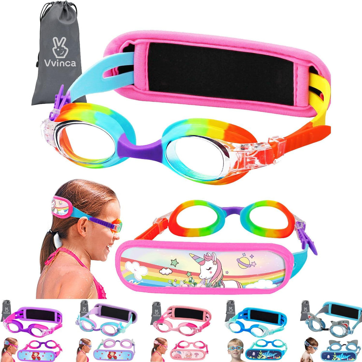 Toddler Character Goggles - 1 Pack — Gradient Rainbow Protective Strap