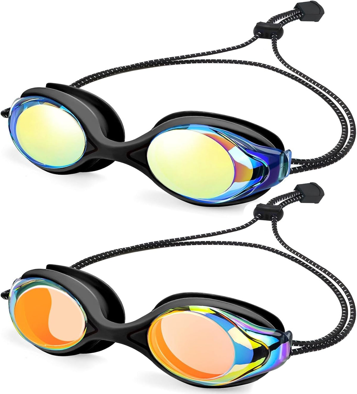 Toddler Bungee Goggles - 2 Pack — Black Gold Mirror + Black Red Orange Mirror