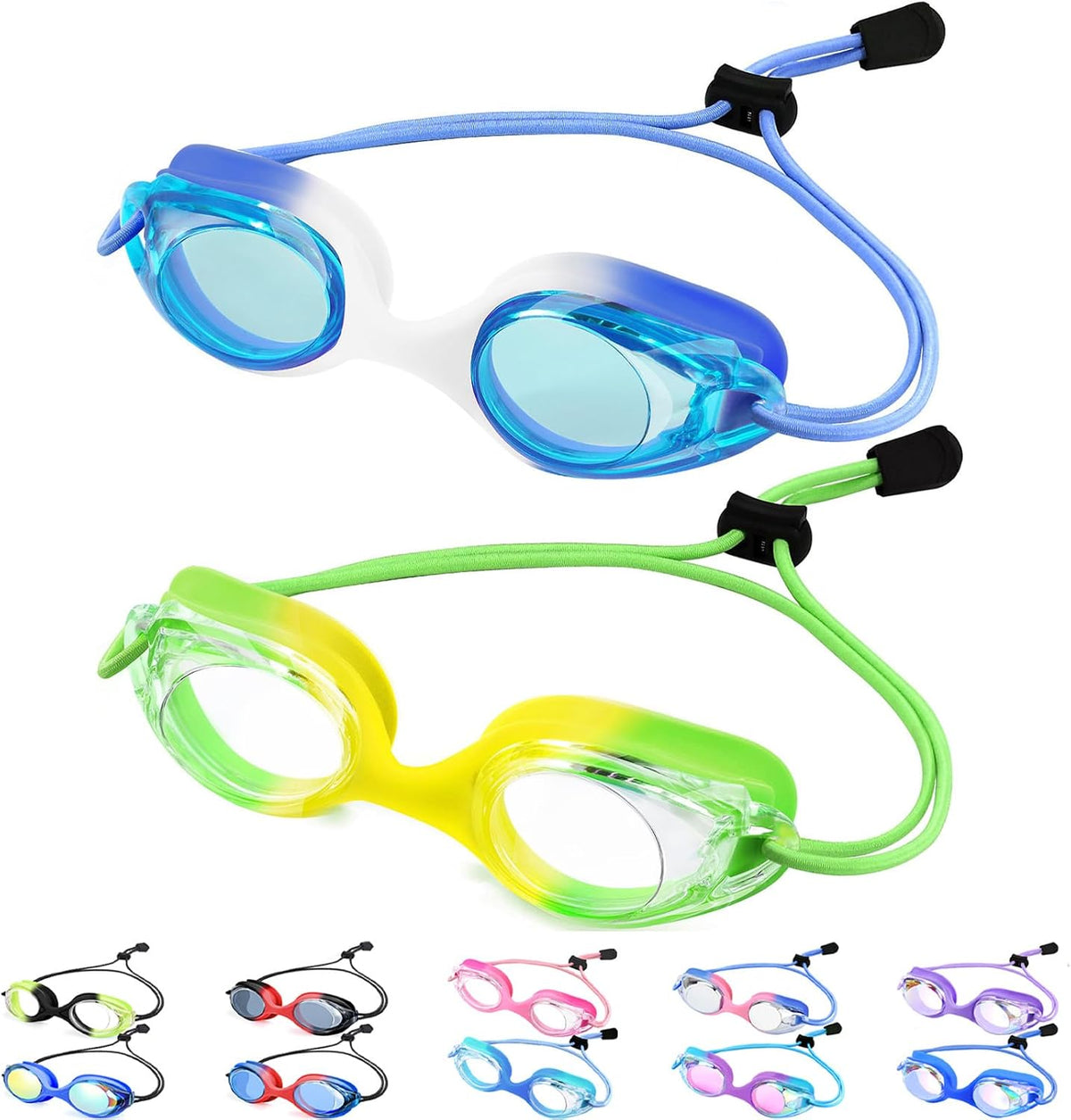 Toddler Bungee Goggles - 2 Pack — Green Yellow + Blue White