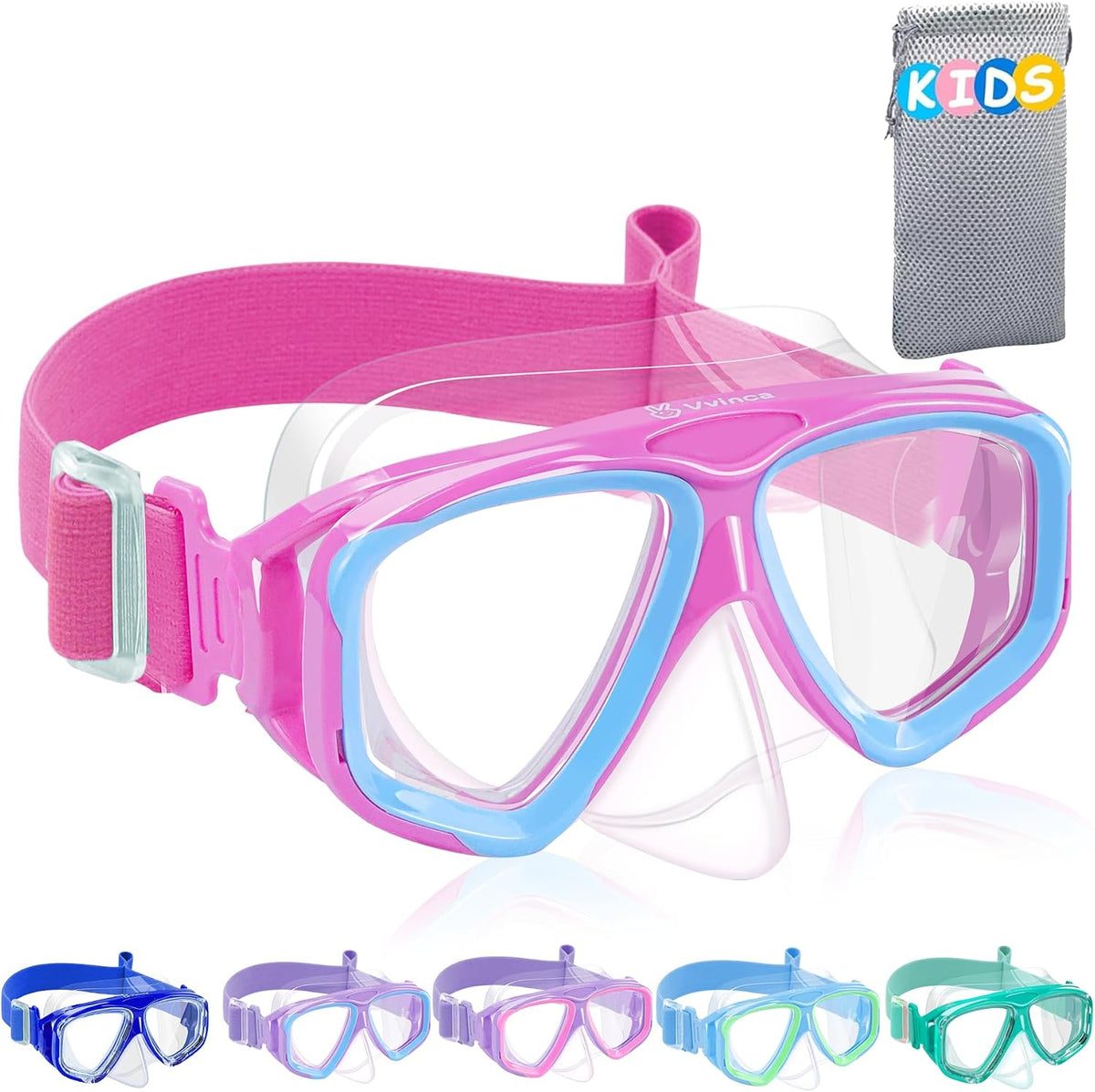 Kids Split-Lens Fabric-Strap Dive Mask - variant A1001198 MAIN