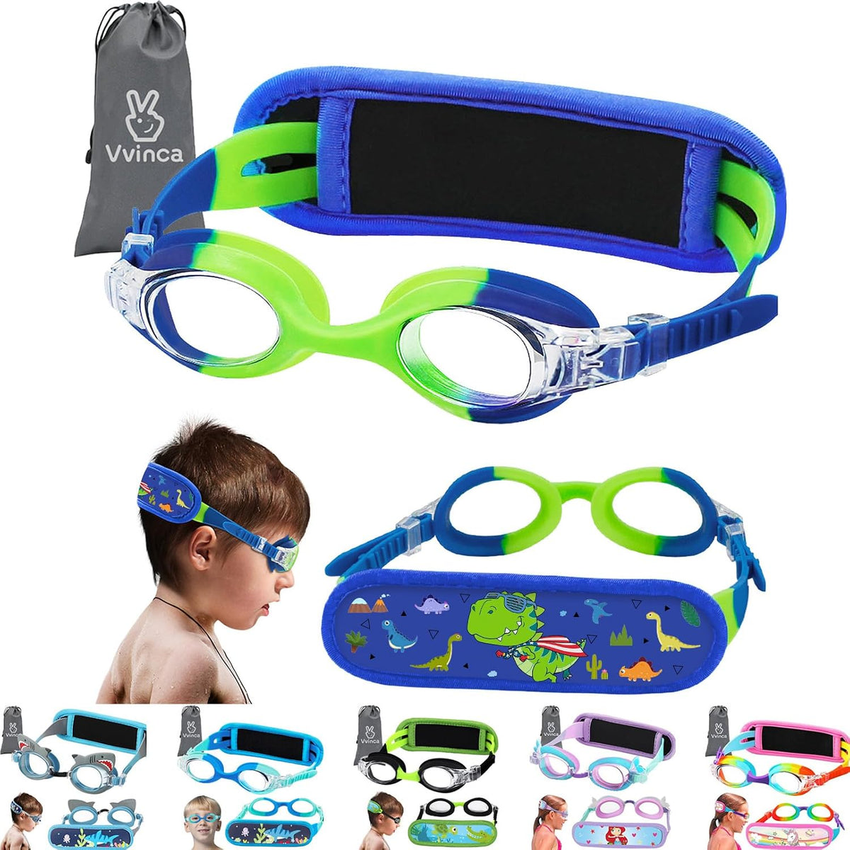 Toddler Character Goggles - 1 Pack — Gradient Blue Green Protective Strap