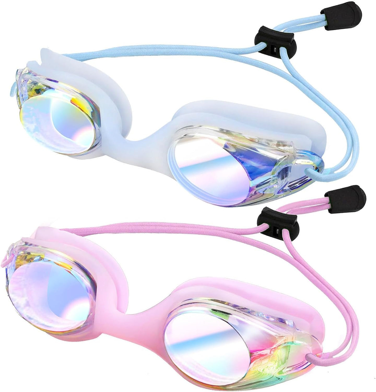 Toddler Bungee Goggles - 2 Pack — Pink Clear Gold Mirror + Blue Clear Gold Mirror
