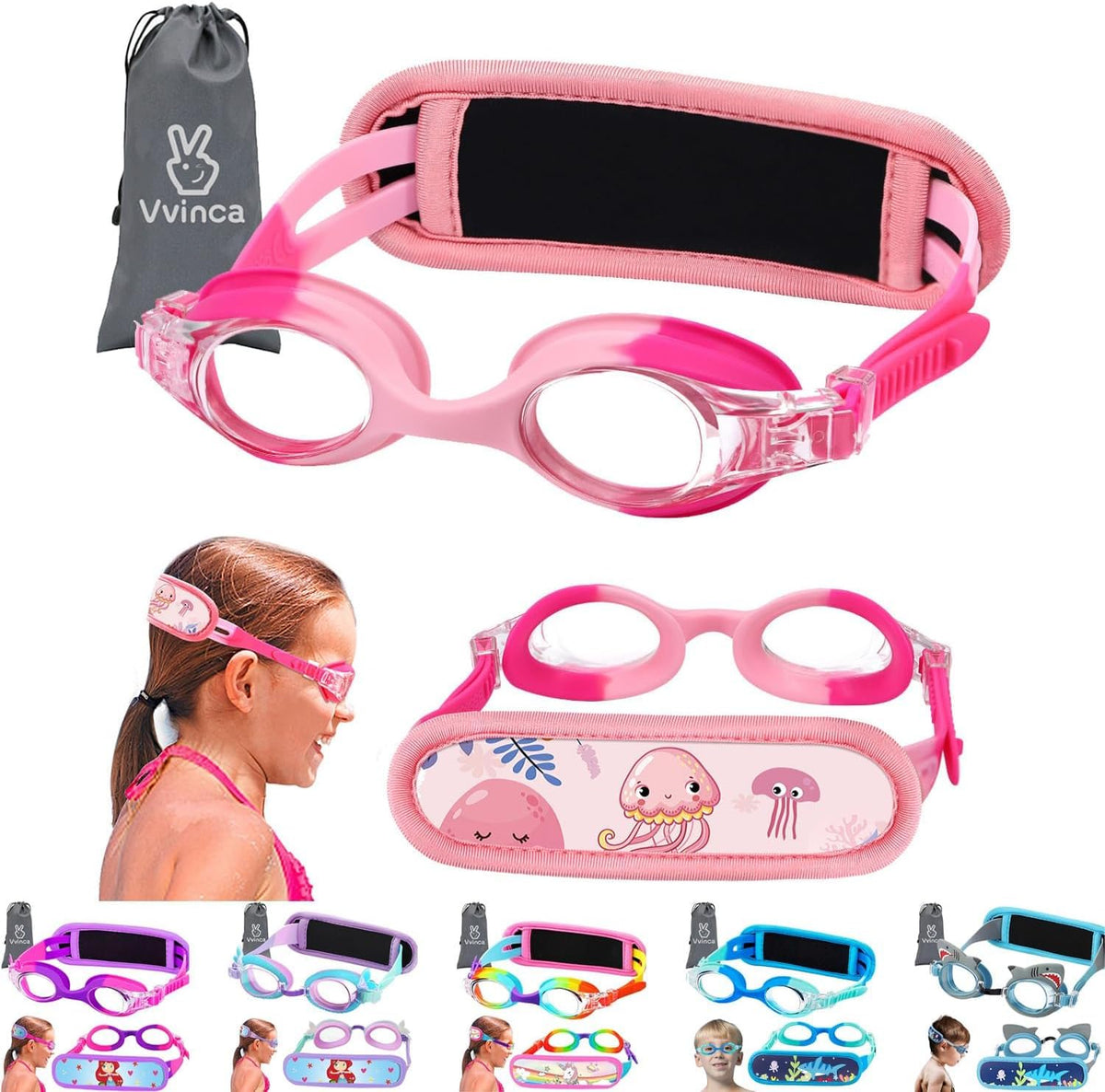 Toddler Character Goggles - 1 Pack — Gradient Pink White Protective Strap