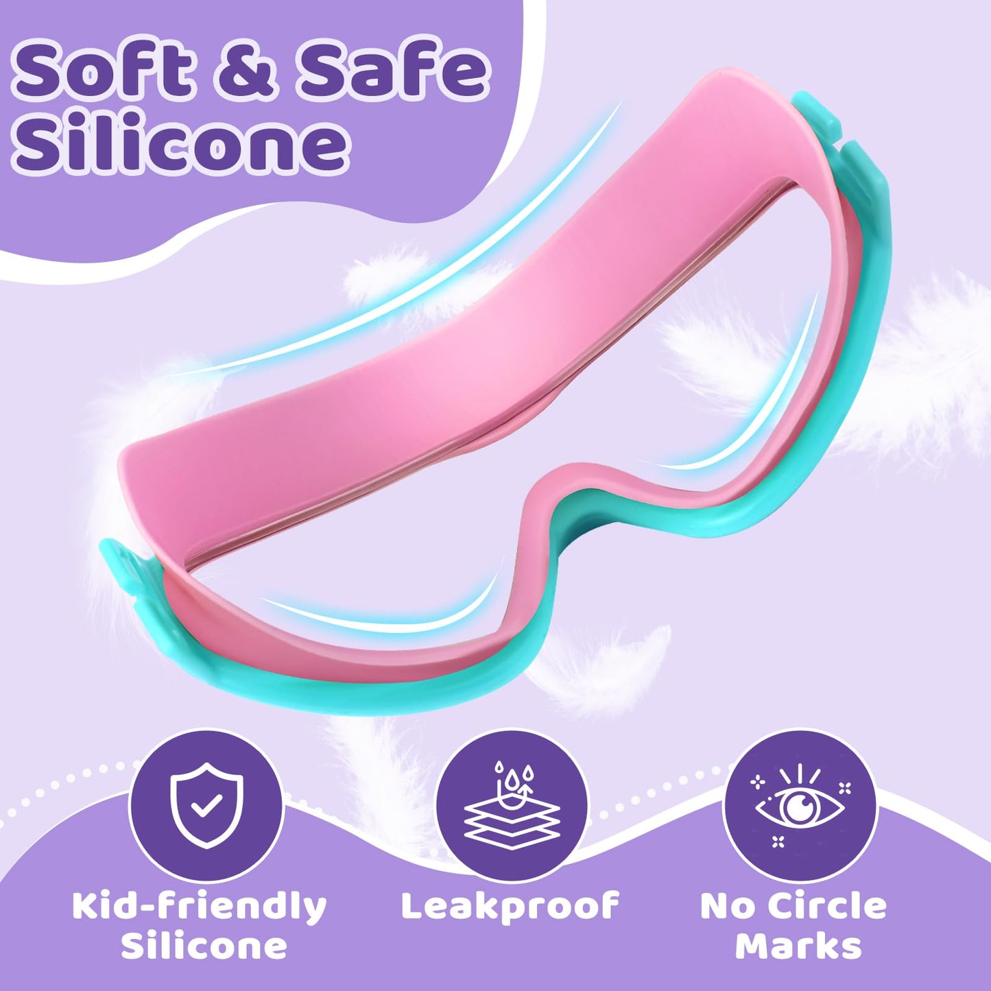 Vvinca Kids Swim Goggles with Comfort Fabric Strap 2 Pack, Wide View Anti-Fog/UV No Leak Swimming Goggles for Kids 3-14 Boys Girls Toddler