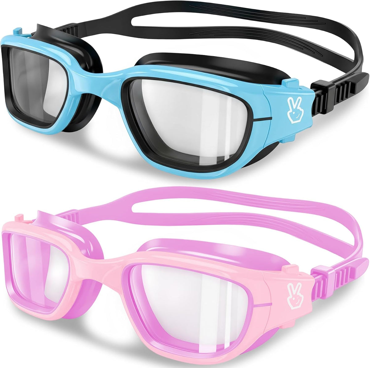 Kids Performance Goggles — PG - 2 Pack — Black Blue Clear + Purple Light Pink Clear
