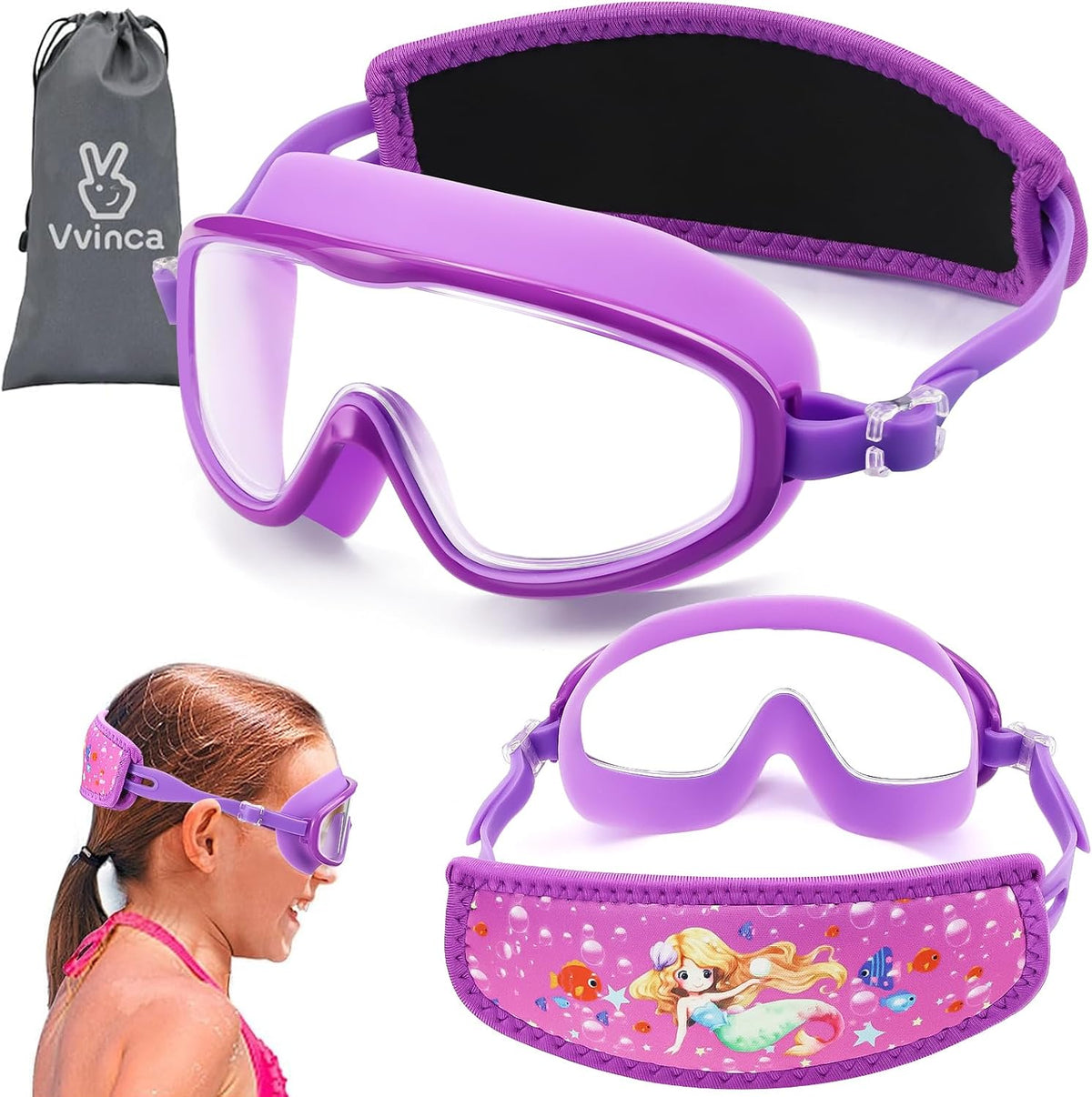 Toddler Character Goggles - 1 Pack — Purple Protective Strap Mermaid