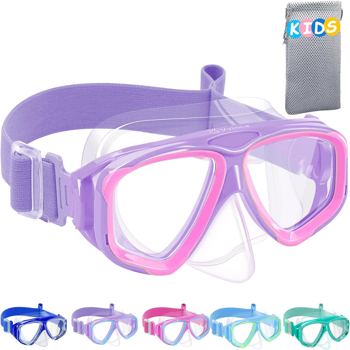 Kids Split-Lens Fabric-Strap Dive Mask - variant A1001196 MAIN