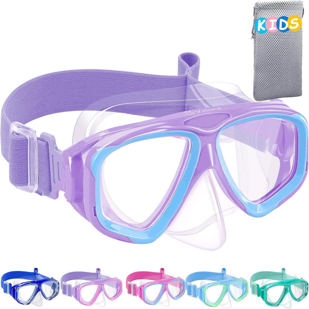 Kids Split-Lens Fabric-Strap Dive Mask - variant A1001197 MAIN